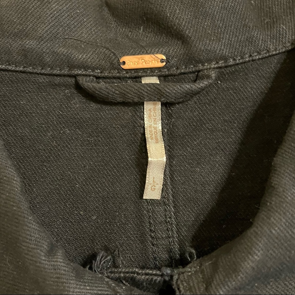 Free People Black Raw-Edge Denim Jacket with Side Tie Details NWT - Picture 8 of 16